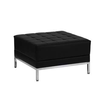Emma and Oliver Leather Quilted Tufted Living Room/Reception Ottoman
