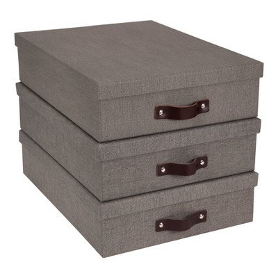 Set of 3 Oskar Canvas Document Box Gray - Bigso Box of Sweden