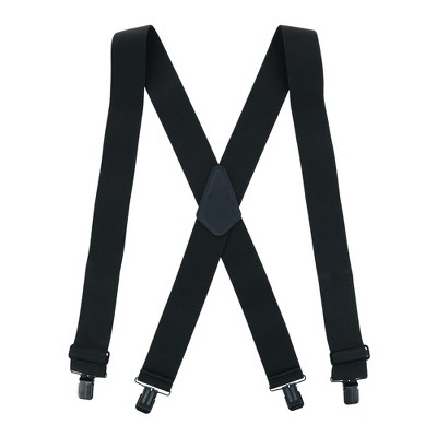 Ctm Men's Elastic Anti Slip Pin Clip Suspenders With Leather Drop