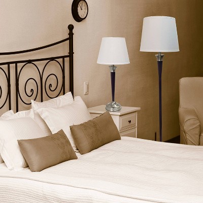 Malbec Black and Brushed Nickel 3-Piece Lamp Set with Cream Shades