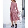 BLUEMING Womens V Neck Long Sleeve Peasant Dress Poet Sleeve Dress Surplice Shirred Waist Tiered Womens Fall Fashion, dusty pink - M - 4 of 4