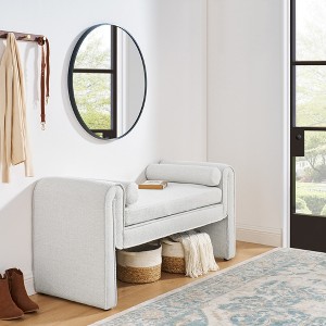 MYINDA Bedroom Stool, Linen Stool, Large Space, 50.39 Inch, for Bedside, Living Room, Entryway, WHITE - 1 of 4