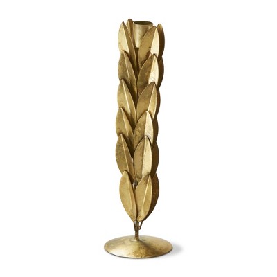 TAG Orla Medium Taper Holder - Antique Brass Gold Iron Candle Holder for Straight Taper Candles - 10.5" H x 3" L x 3" W