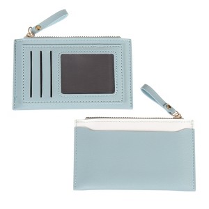 Unique Bargains PU Leather Zipper Design Credit Card Holder 2 Pcs - 1 of 4