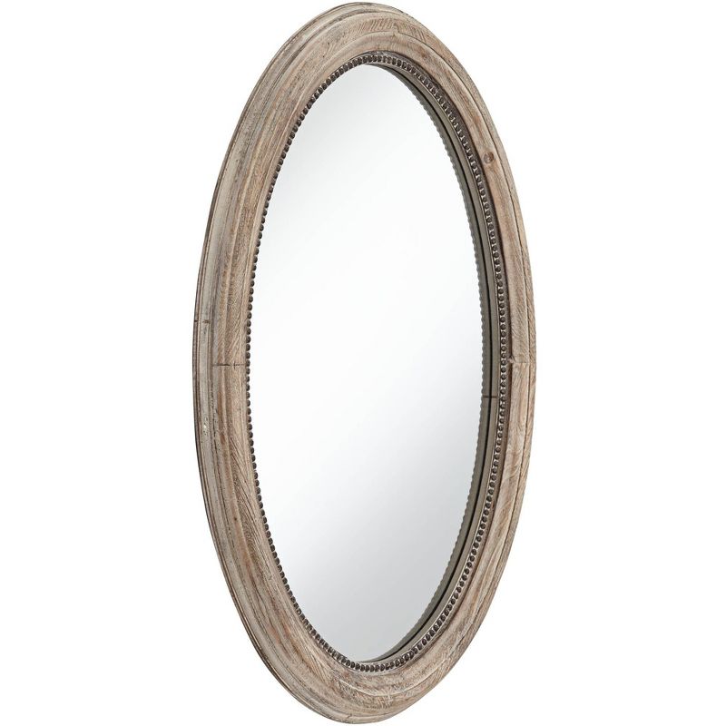 Noble Park Zahra Oval Vanity Decorative Wall Mirror Rustic Farmhouse Beaded Trim Natural Wood Frame 23 1/2" Wide for Bathroom Bedroom Living Room Home, 5 of 10