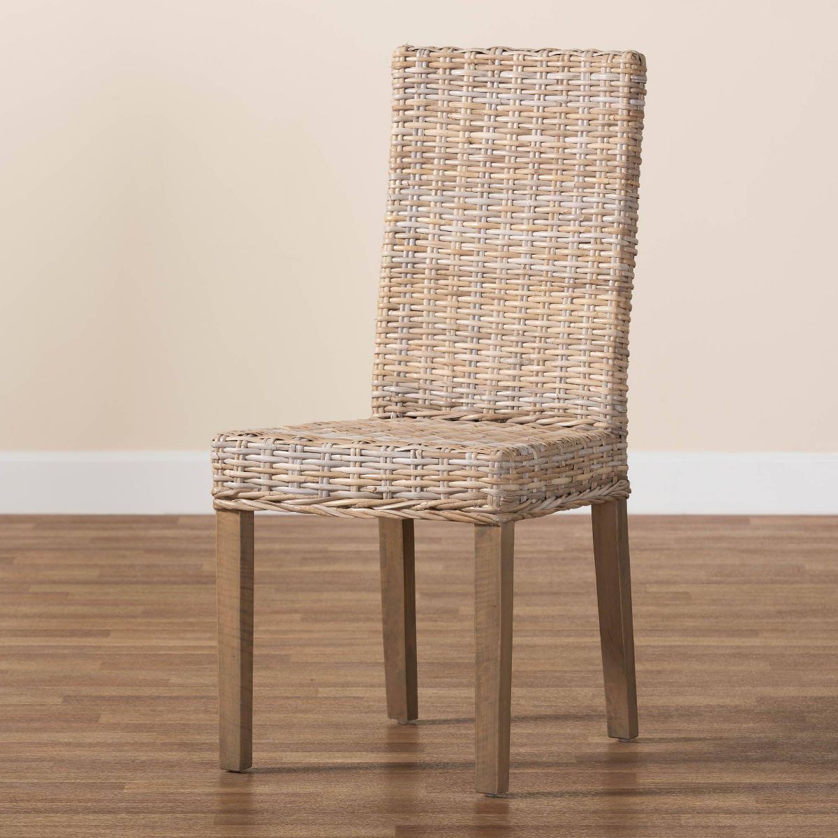 bali & pari Nevina Rattan and Mango Wood Dining Chair Kubu Gray/Rustic Taupe - thumbnail 9