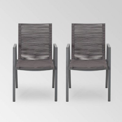 Deloris 2pk Aluminium Dining Chairs - Christopher Knight Home