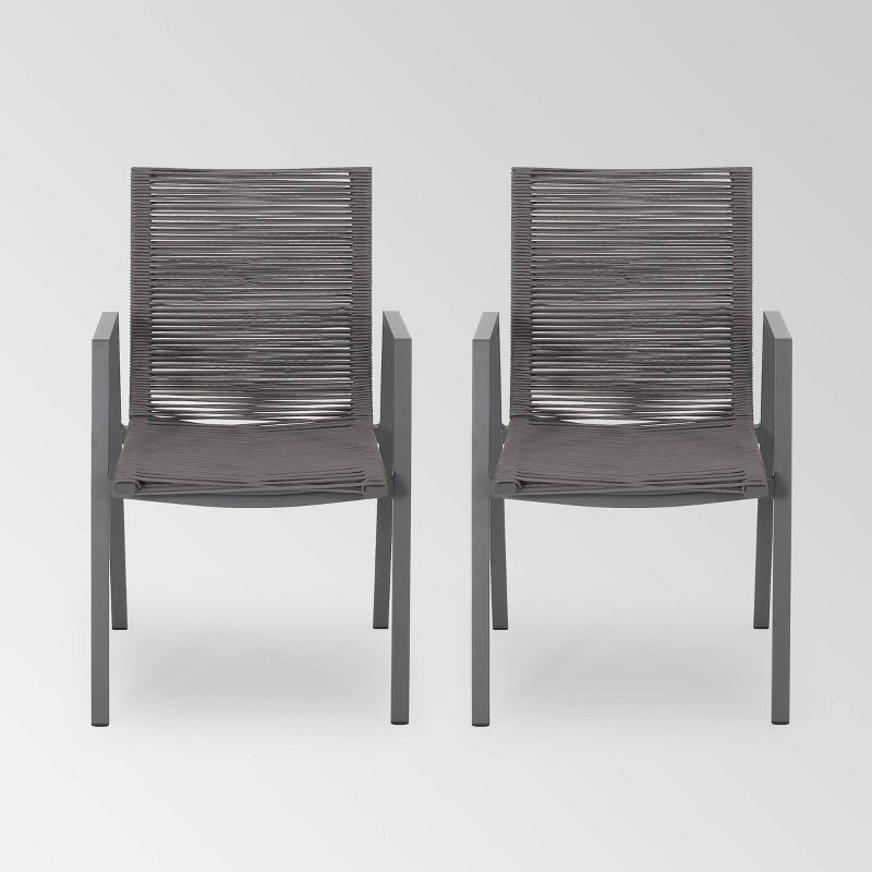 Deloris 2pk Aluminium Dining Chairs - Christopher Knight Home, 1 of 7