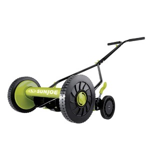 Sun Joe Cordless, Manual Push Reel Lawn Mower, MJ503M, Green – Grass Trimmer, 14 Inch Quad Wheels, Steel Design, and 9 Adjustable Positions - 1 of 4