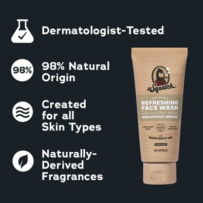 DR. SQUATCH Men's Hydrating Face Wash - Birchwood Breeze - 4floz: For Normal Skin, Gel Cleanser