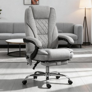 Reclining Office Chair with Footrest and Vibration Zones, Adjustable High Back Desk Chair with Remote and Swivel Base -3irtyhousy - 1 of 4