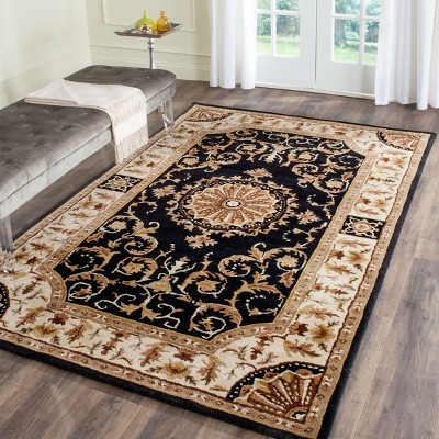 Empire Black and Ivory Hand-Tufted Wool Area Rug 3' x 5'