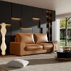 Elegant Faux Leather Sofa with Side Pockets and Comfortable Cushions - 2 of 2