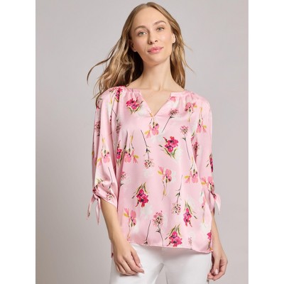 V-Neck Tie Sleeve Blouse
