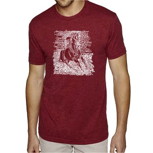 LA Pop Art Men's Premium Blend Word Art T-shirt - POPULAR HORSE BREEDS Burgundy Small - 1 of 4