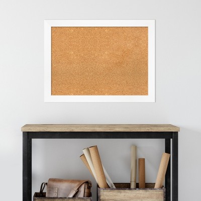 White Framed Natural Cork Bulletin Board 34" x 27"
