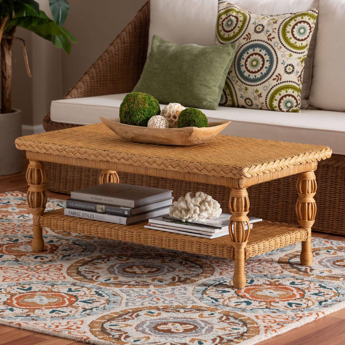 bali & pari Dolby Natural Rattan Coffee Table Light Honey - thumbnail 7