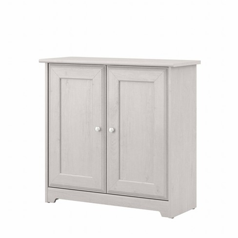 Linen White Oak Bush Furniture, Short White Storage Cabinet With Doors