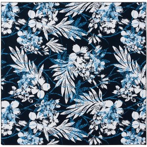 Malibu MBU825 Power Loomed Machine Washable Skid-Resistant Indoor Area Rug - Black/Blue - 6'x6' - Safavieh - 1 of 4