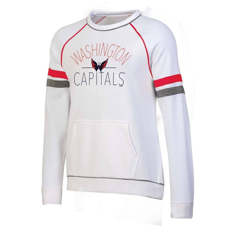 NHL Washington Capitals Women&#39;s White Fleece Crew Sweatshirt, 1 of 4