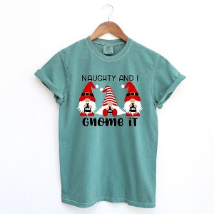 Simply Sage Market Women's Naughty and I Gnome It Short Sleeve Garment Dyed Tee - 1 of 4
