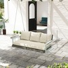 3 Person Wicker Hanging Outdoor Patio Porch Swing Bench with Cup Holders, Cushions, and Chains - 3 of 4