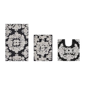 Medallion Collection 3 Piece 100% Cotton Tufted Bathroom Rug Set  with Non-Slip Backing, Machine Washable, Tumble Dry Bath Mat - 1 of 4