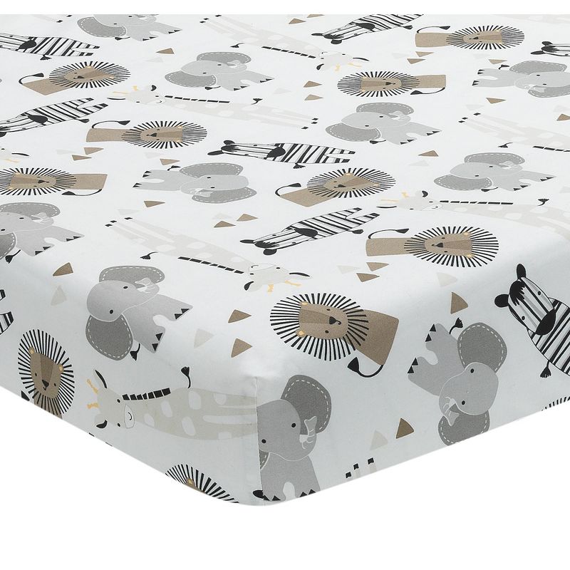 Lambs & Ivy Jungle Safari Elephant 3-Piece Mini Crib Bedding Set - Gray/White, 4 of 9