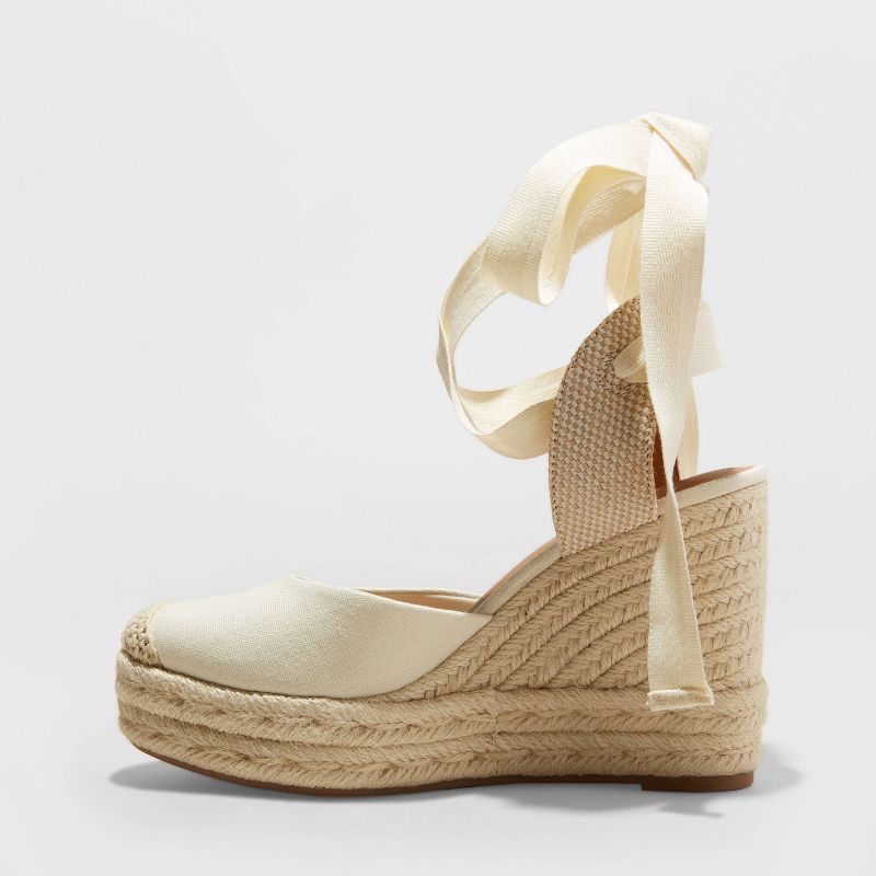 Women's Adriana Ankle Wrap Wedge Heels with Memory Foam Insole - Universal Thread™ Cream, 3 of 6