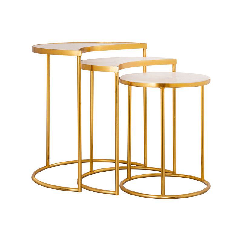TOV Furniture Crescent 19"H Modern Iron Metal Side Table in White/Gold, 5 of 11