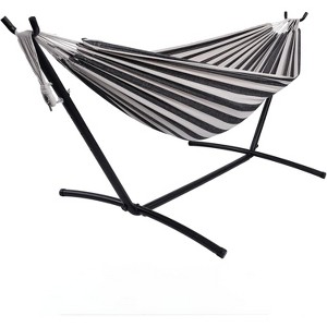 Double Hammock with Stand, Heavy Duty 450lbs Capacity, Portable Brazilian Cotton Hammock for 2 Adults, Indoor/Outdoor, with Carry Bag - 1 of 1