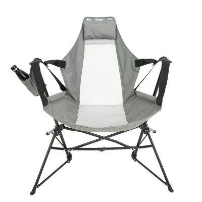 Hammock Camping Chair, Aluminum Alloy Adjustable Back Swinging Chair with Pillow Cup Holder, Recliner with Carry Bag for Outdoor Travel-Coolbibila