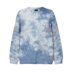 Dalix Ghost Embroidered Washed Crewneck Sweatshirt Long Sleeve Fleece Cotton Mens - 1 of 4