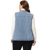 Agnes Orinda Women's Plus Size Sleeveless Denim Button Down V Neck Jean Vest - 4 of 4