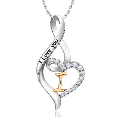 Molenia Heart Initial Necklace for Women, 925 Sterling Silver Heart Letter Pendant Necklace for Her, Fine Jewelry Necklace Gifts for Her Wife Women