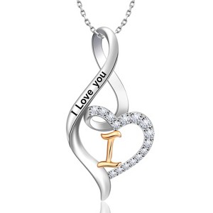 Molenia Heart Initial Necklace for Women, 925 Sterling Silver Heart Letter Pendant Necklace for Her, Fine Jewelry Necklace Gifts for Her Wife Women - 1 of 4