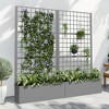 SpassWay 71"H Metal Planter Box with Trellis Raised Garden Bed with Arbor Privacy Screen with Wheels - 2 of 4