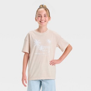 Girls' Short Sleeve Relaxed Oversized Graphic T-Shirt - Cat & Jack™ - 1 of 4