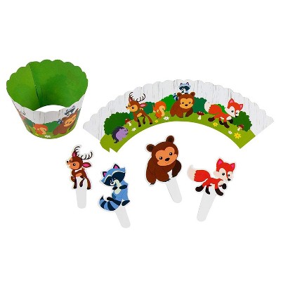  Blue Panda 102-Piece Woodland Animal Safari Cupcake Toppers Picks & Wrapper Liners Birthday Party Supplies 