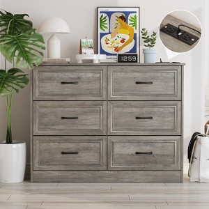 6 Drawer Wide Dressers Organizer with Charging Station - 1 of 4