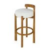 ModernLuxe Wooden Barstools, Low Back Upholstered Dining Chairs Set of 2 - 4 of 4