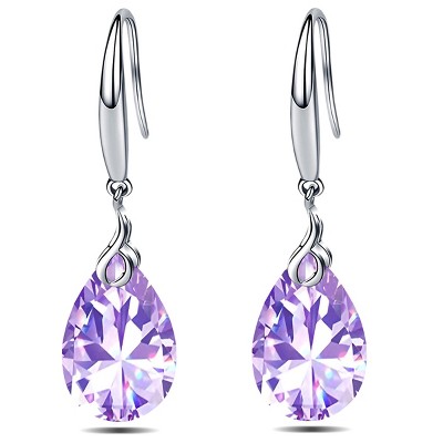 Paaaawaters 925 Sterling Silver 9x13mm Pear Shape Cubic Zirconia Drop Earrings for Women