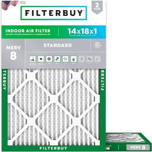 Filterbuy 14x18x1 Air Filter (2-Pack), Pleated MERV 8 Dust Defense Replacement HVAC AC Furnace Filters (Actual Size: 13.50 x 17.50 x 0.75) - 1 of 4
