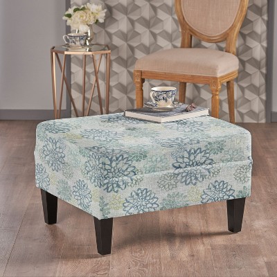 CAVINAS Modern Upholstered Square Ottoman Stool with Wood Legs,Small Waffle Tufted Ottoman for Bedroom,Apartment
