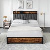 Full Size Bed Frame with Storage Linen Upholstered Headboard, 4 Drawers Platform Bed Frame - 3 of 4