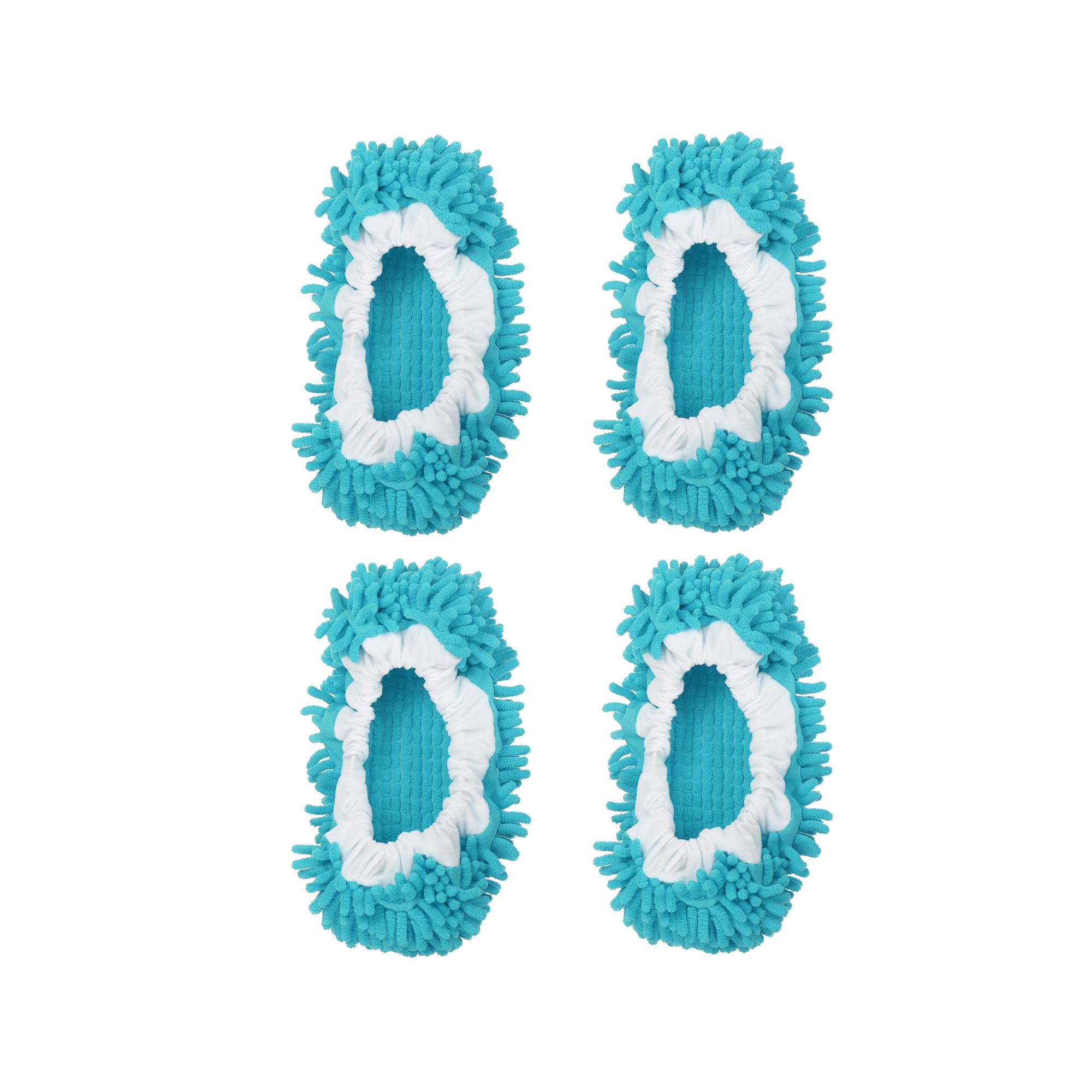 Unique Bargains Washable Multifunctional Floor Cleaning Chenille Mop Slippers Blue 4 Pcs