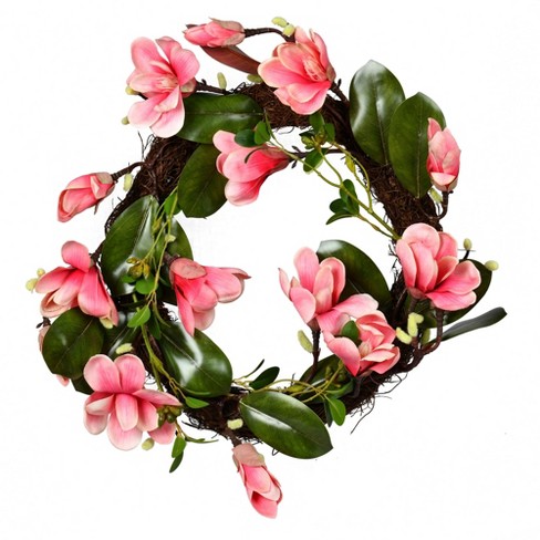 Vickerman 22 Artificial Dark Pink Magnolia Wreath Target