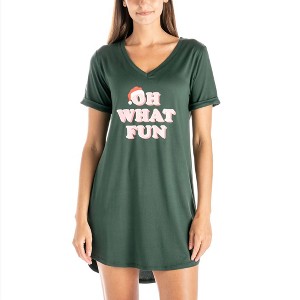 Hello Mello Women's Holiday Sleep Shirts V-Neck Lounge Nightgow - 1 of 4