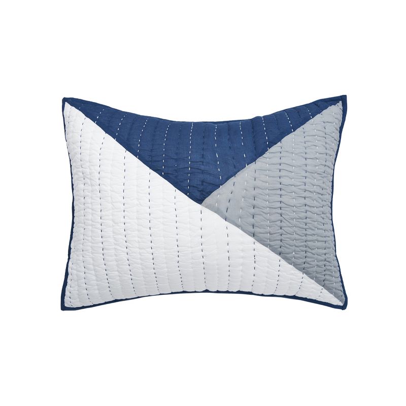 Indigo and White Cotton Quilted Standard Sham