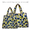 Wrapables Large & Small Foldable Nylon Reusable Shopping Grocery Bags (Set of 2), Yellow and Navy - 3 of 4